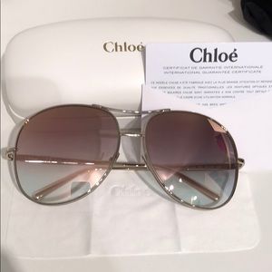 Chloè gold & rose/peach reflective aviator